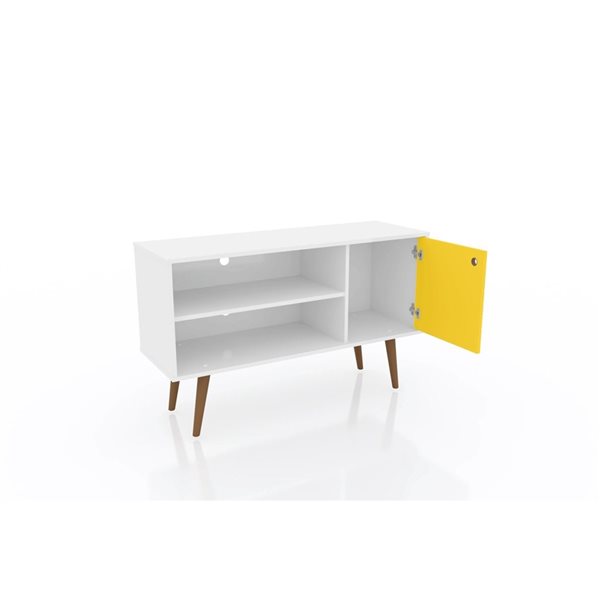 Manhattan Comfort Liberty TV Stand with 2 Shelves and 1 Door - 42.52-in x 25.8-in - White/Yellow