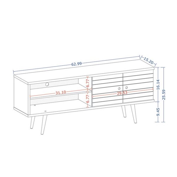 Manhattan Comfort Liberty TV Stand with 3 Shelves and 2 Doors - 62.99-in x 25.59-in - Rustic Brown/3D Prints