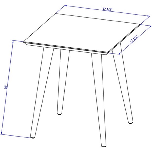 Manhattan Comfort Utopia High Square End Table with Splayed Wooden Legs - 17.32-in x 19.68-in - Off White