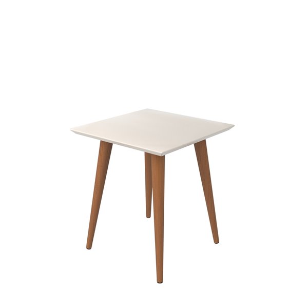 Manhattan Comfort Utopia High Square End Table with Splayed Wooden Legs - 17.32-in x 19.68-in - Off White