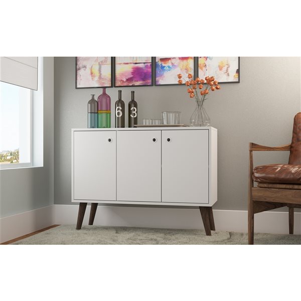 Manhattan Comfort Bromma Buffet Stand with 3 Doors - 35.43-in x 27.36-in - White