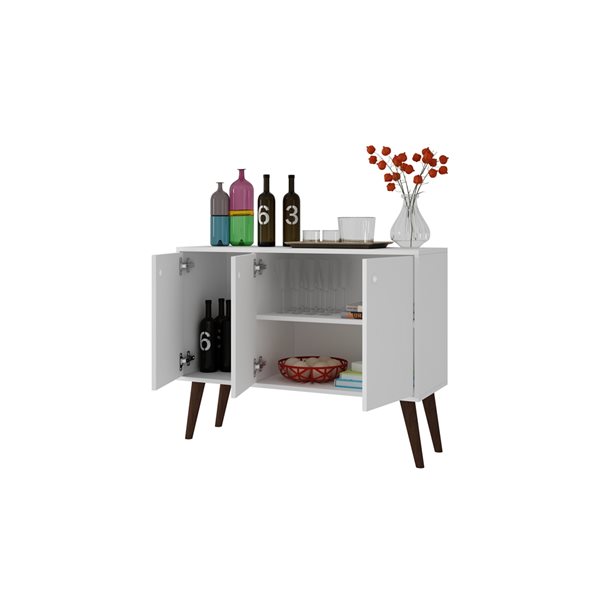 Manhattan Comfort Bromma Buffet Stand with 3 Doors - 35.43-in x 27.36-in - White