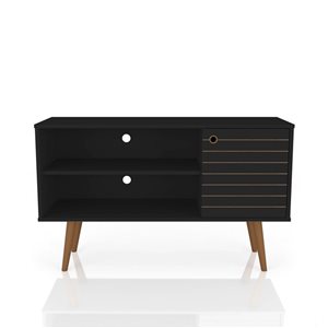 Manhattan Comfort Liberty TV Stand with 2 Shelves and 1 Door - 42.52-in x 25.8-in - Black/Wood
