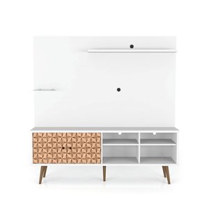Manhattan Comfort Liberty Entertainment Centre with Overhead Shelf - 70.87-in x 72.05-in - White/3D Prints
