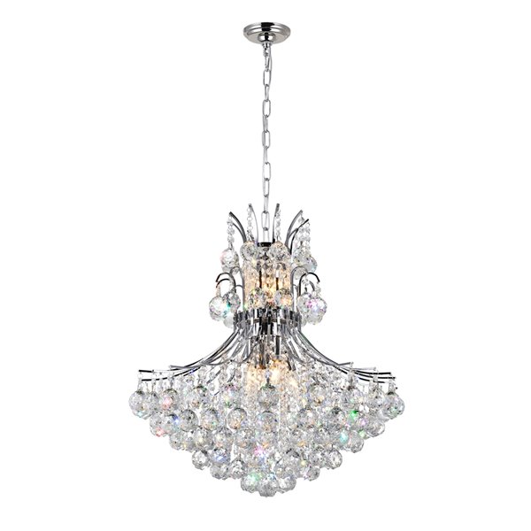 CWI Lighting Princess Chandelier - 10-Light - 24-in - Chrome