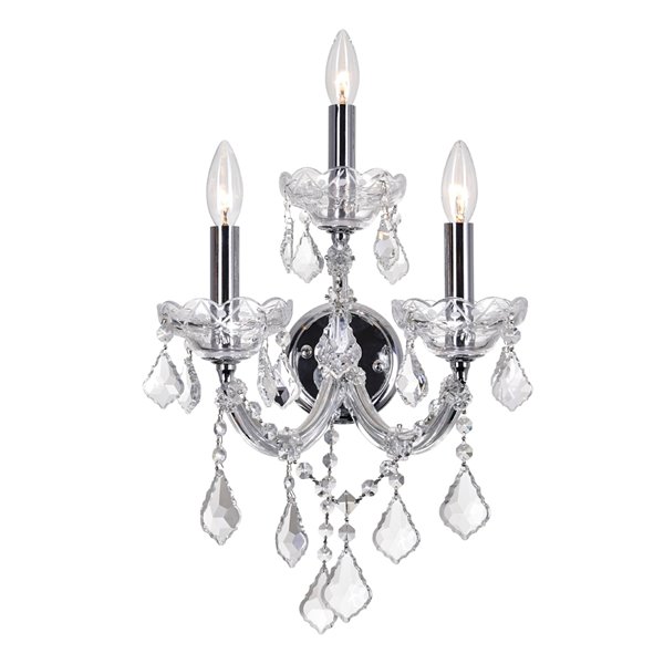 CWI Lighting Maria Theresa Wall Sconce - 3-Light - 10-in - Chrome | RONA
