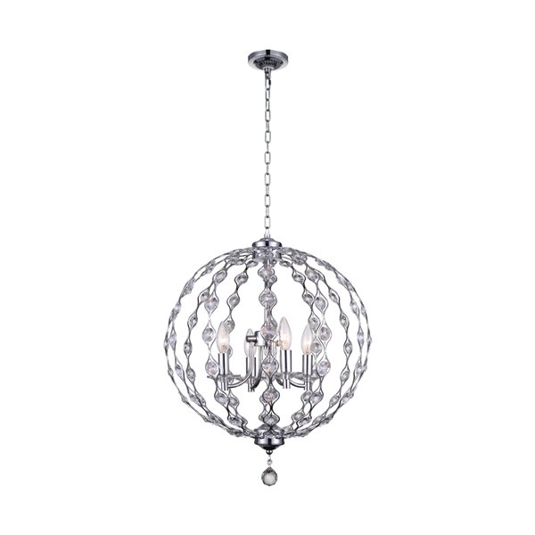 CWI Lighting Esia Chandelier - 4-Light - 19-in - Chrome