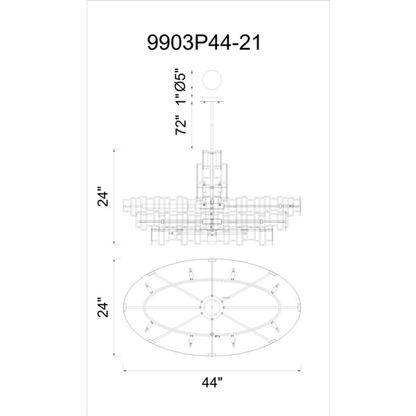 CWI Lighting Quida Chandelier - 21-Light - 24-in - Champagne