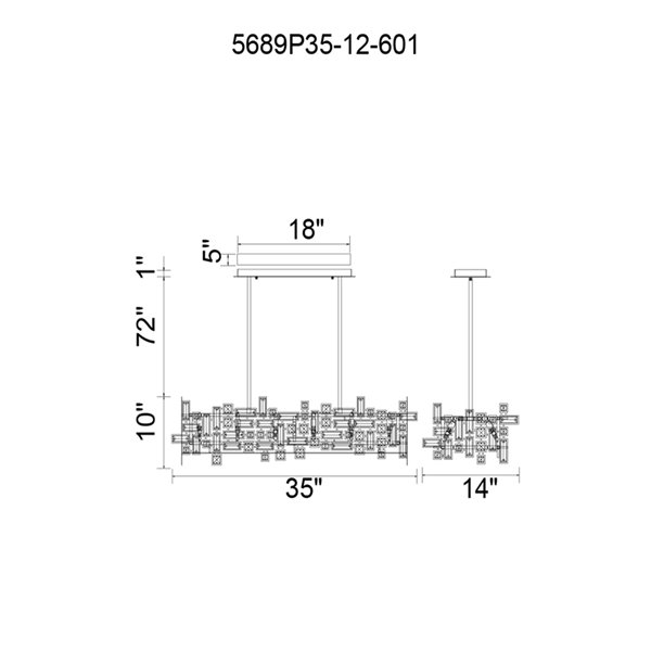 CWI Lighting Arley Island Chandelier - 12-Light - 14-in - Chrome