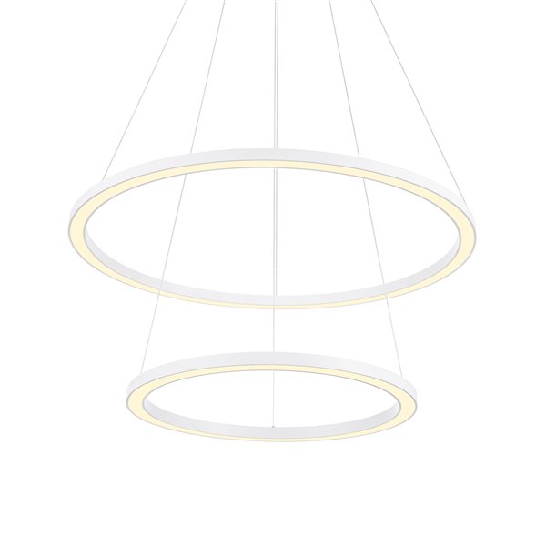 CWI Lighting Chalice 24-in dia White 2-Ring Integrated LED Modern Chandelier