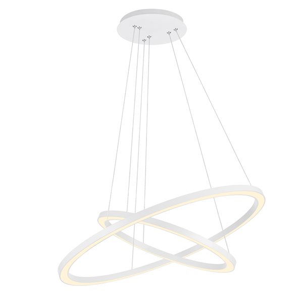 CWI Lighting Chalice 24-in dia White 2-Ring Integrated LED Modern Chandelier