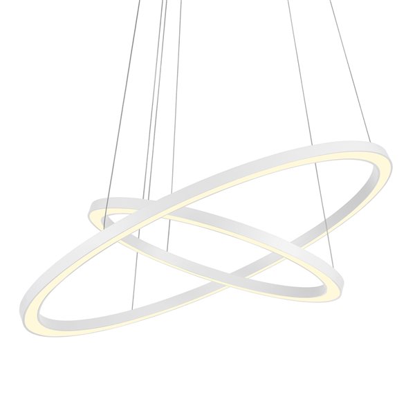 CWI Lighting Chalice 24-in dia White 2-Ring Integrated LED Modern Chandelier