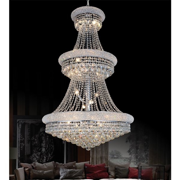 CWI Lighting Empire Chandelier - 32-Light - 30-in - Chrome