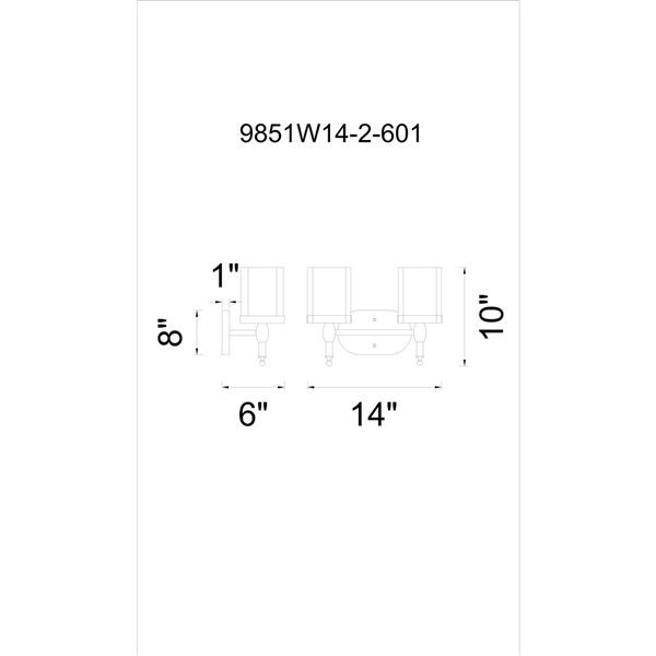 CWI Lighting Maybelle Vanity Light - 2-Light - 14-in - Chrome
