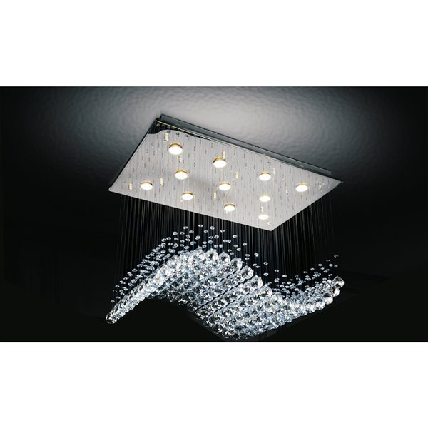 CWI Lighting Twinkle Flush Mount Light - 11-Light - 20-in - Chrome