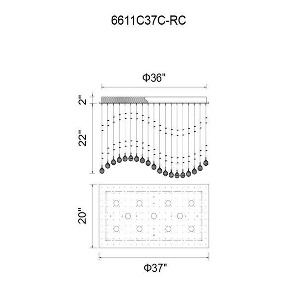CWI Lighting Twinkle Flush Mount Light - 11-Light - 20-in - Chrome