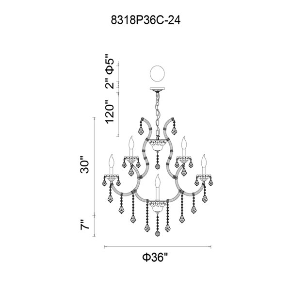 CWI Lighting Maria Up Theresa Chandelier - 25-Light - 36-in - Chrome