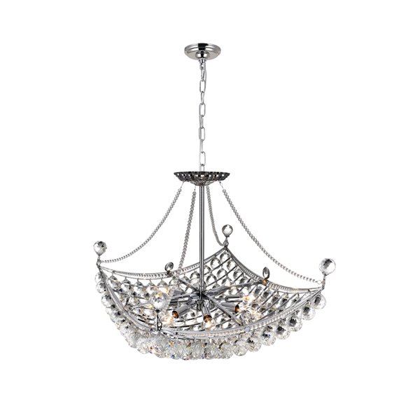 CWI Lighting Jasmine Chandelier - 8-Light - 20-in - Chrome