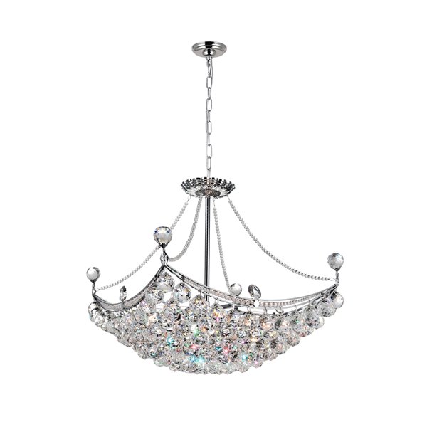 CWI Lighting Jasmine Chandelier - 8-Light - 20-in - Chrome