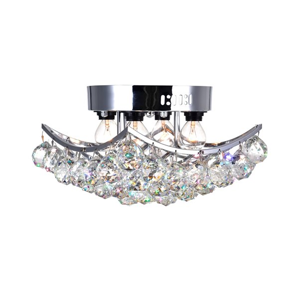 CWI Lighting Queen Flush Mount Light - 4-Light - 10-in - Chrome