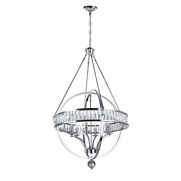 CWI Lighting Arkansas Chandelier - 6-Light - 30-in - Chrome