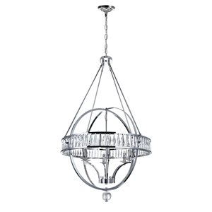 CWI Lighting Arkansas Chandelier - 6-Light - 30-in - Chrome