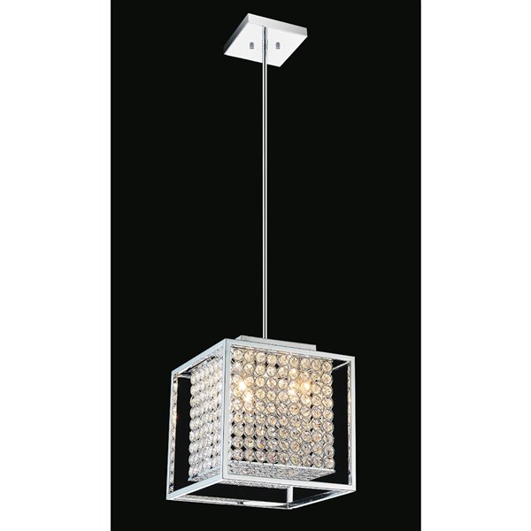 CWI Lighting Cube Chandelier - 3-Light - 12-in - Chrome