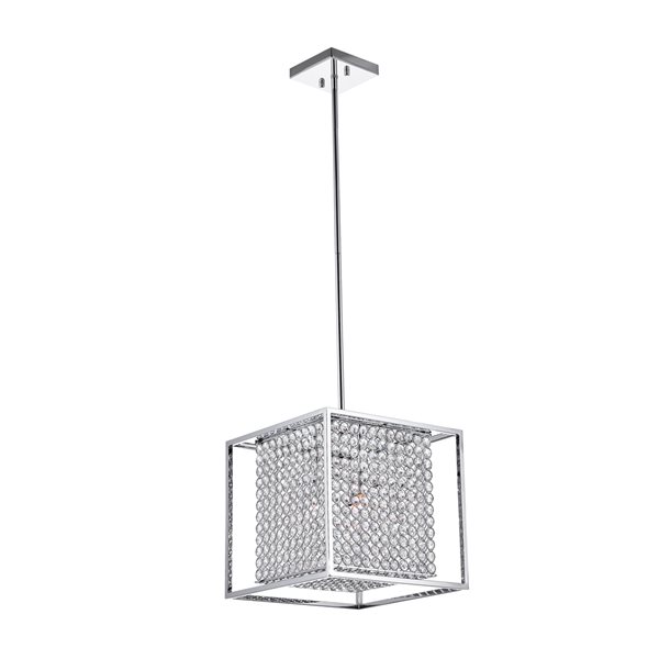 CWI Lighting Cube Chandelier - 3-Light - 12-in - Chrome