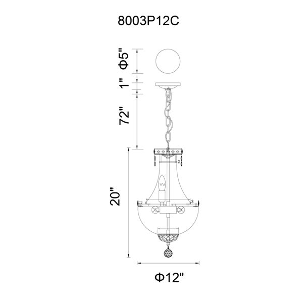 CWI Lighting Stefania Mini Chandelier - 4-Light - 12-in - Chrome