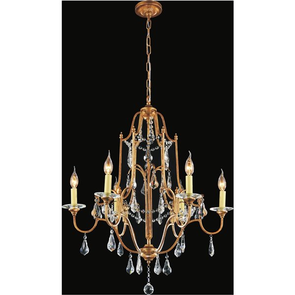 CWI Lighting Electra Chandelier - 6-Light - 28-in - Oxidized Bronze