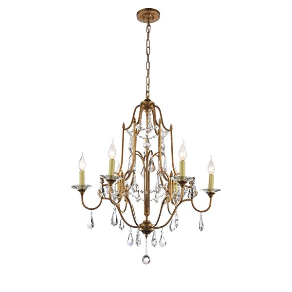 CWI Lighting Electra Chandelier - 6-Light - 28-in - Oxidized Bronze
