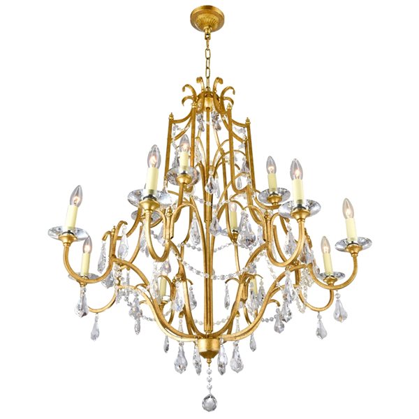 CWI Lighting Electra Chandelier - 12-Light - 37-in - Oxidized Bronze