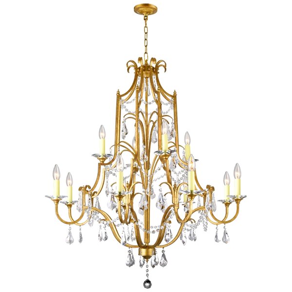CWI Lighting Electra Chandelier - 12-Light - 37-in - Oxidized Bronze