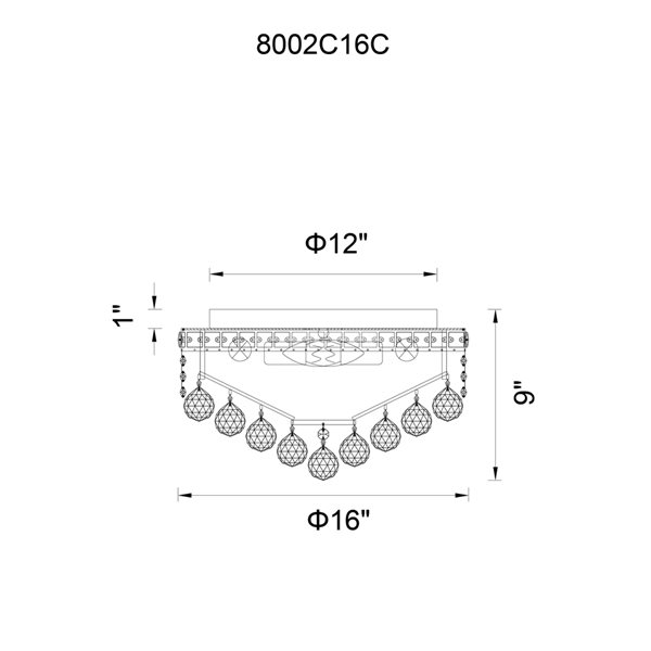 CWI Lighting Luminous Flush Mount Light - 5-Light - 16-in - Chrome