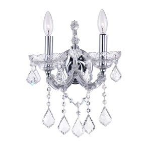 CWI Lighting Maria Theresa Wall Sconce - 2-Light - 10-in - Chrome
