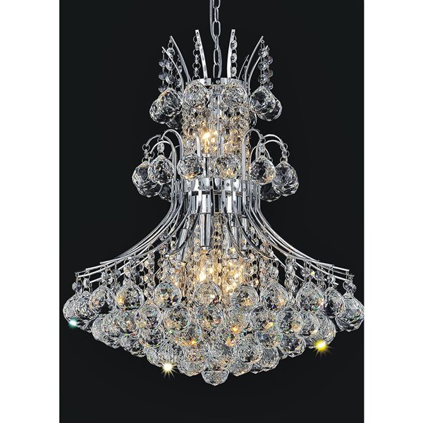 CWI Lighting Princess Chandelier - 8-Light - 20-in - Chrome