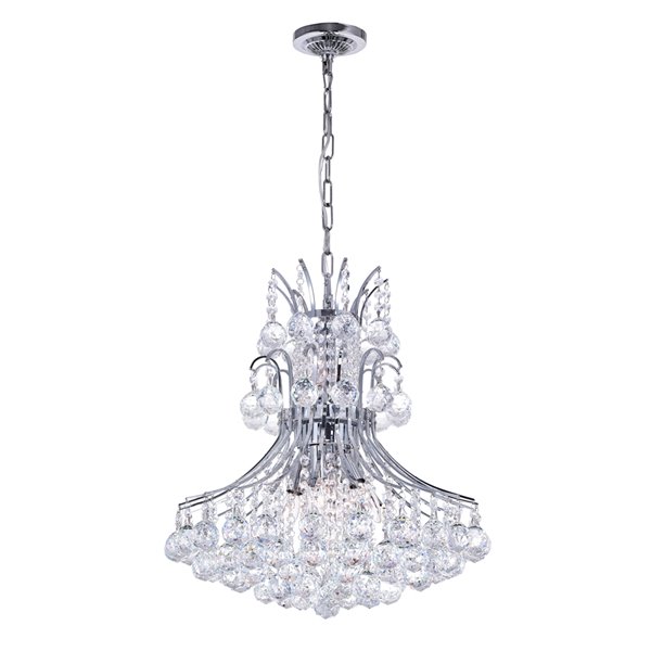 CWI Lighting Princess Chandelier - 8-Light - 20-in - Chrome