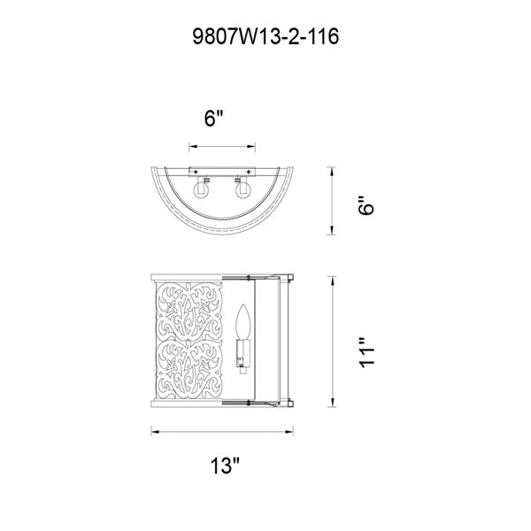 CWI Lighting Nicole 6 x 11-in Brushed Chocolat Metal 2-Light Rustic Wall Sconce