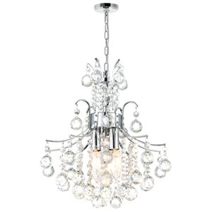 CWI Lighting Princess Mini Chandelier - 3-Light - 12-in - Chrome