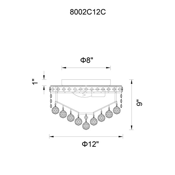 CWI Lighting Luminous Flush Mount Light - 3-Light - 12-in - Chrome