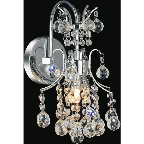 CWI Lighting Princess Wall Sconce - 1-Light - 9-in - Chrome