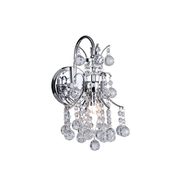 CWI Lighting Princess Wall Sconce - 1-Light - 9-in - Chrome