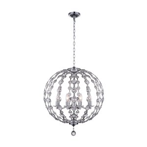 CWI Lighting Esia Chandelier - 8-Light - 26-in - Chrome