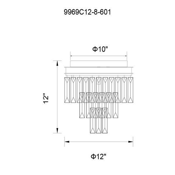CWI Lighting Weiss Flush Mount Light - 8-Light - 12-in - Chrome