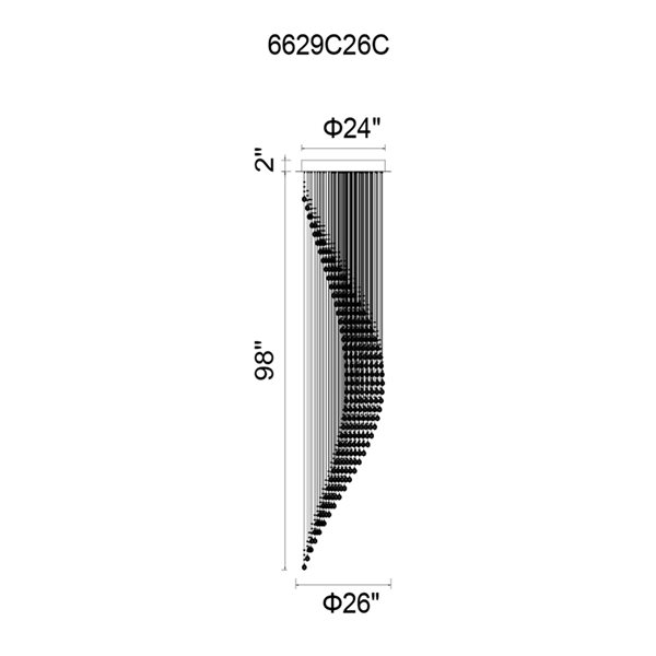 CWI Lighting Ribbon Flush Mount Light - 10-Light - 26-in - Chrome