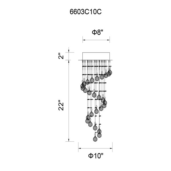 CWI Lighting Spiral Flush Mount Light - 1-Light - 10-in - Chrome