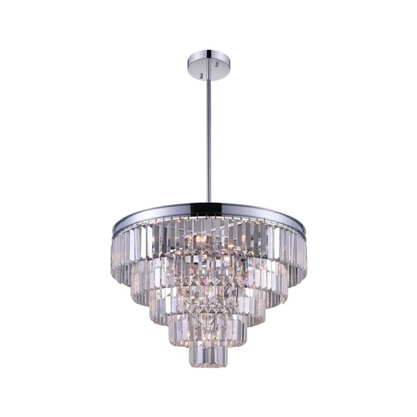 CWI Lighting Weiss Chandelier - 12-Light - 24-in - Chrome