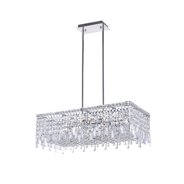 CWI Lighting Colosseum Down Chandelier - 10-Light - 15-in - Chrome