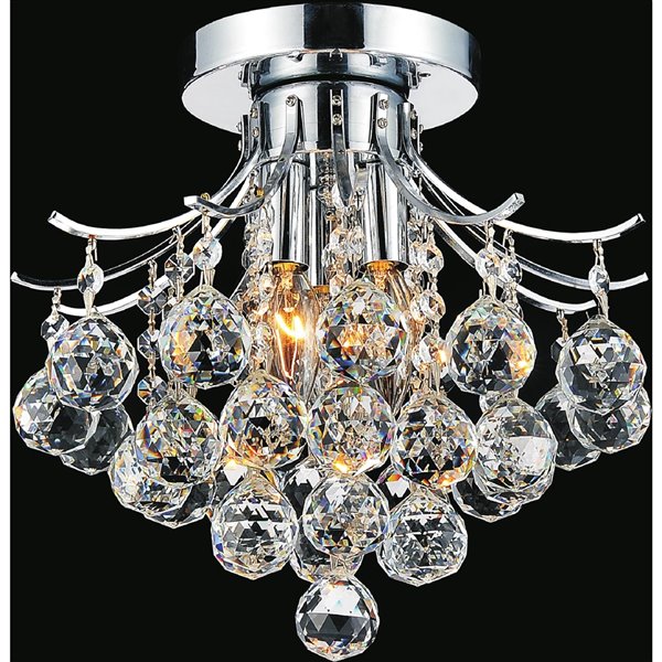 CWI Lighting Princess Flush Mount Light - 3-Light - 12-in - Chrome