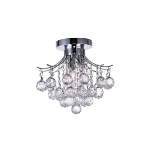 CWI Lighting Princess Flush Mount Light - 3-Light - 12-in - Chrome